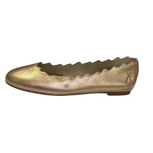 Sam Edelman Francis Ballet Flats Women’s 9M Rose Gold Metallic Leather Scalloped